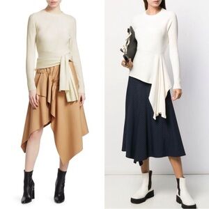 3.1 Phillip Lim Ribbed Sweater With Waist Tie Antique White, Small​​​